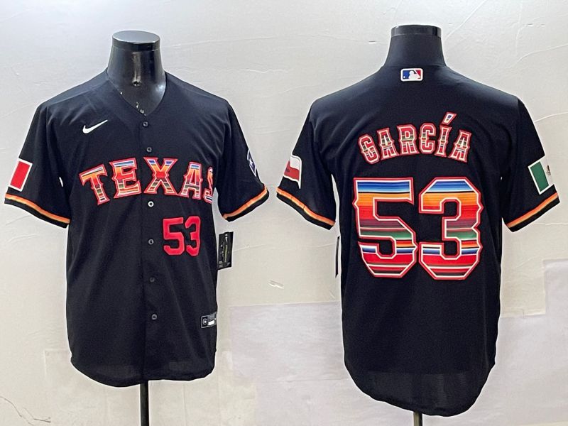 Men Texas Rangers #53 Garcia Black Mexico 2025 Nike MLB Jersey style 7->texas rangers->MLB Jersey